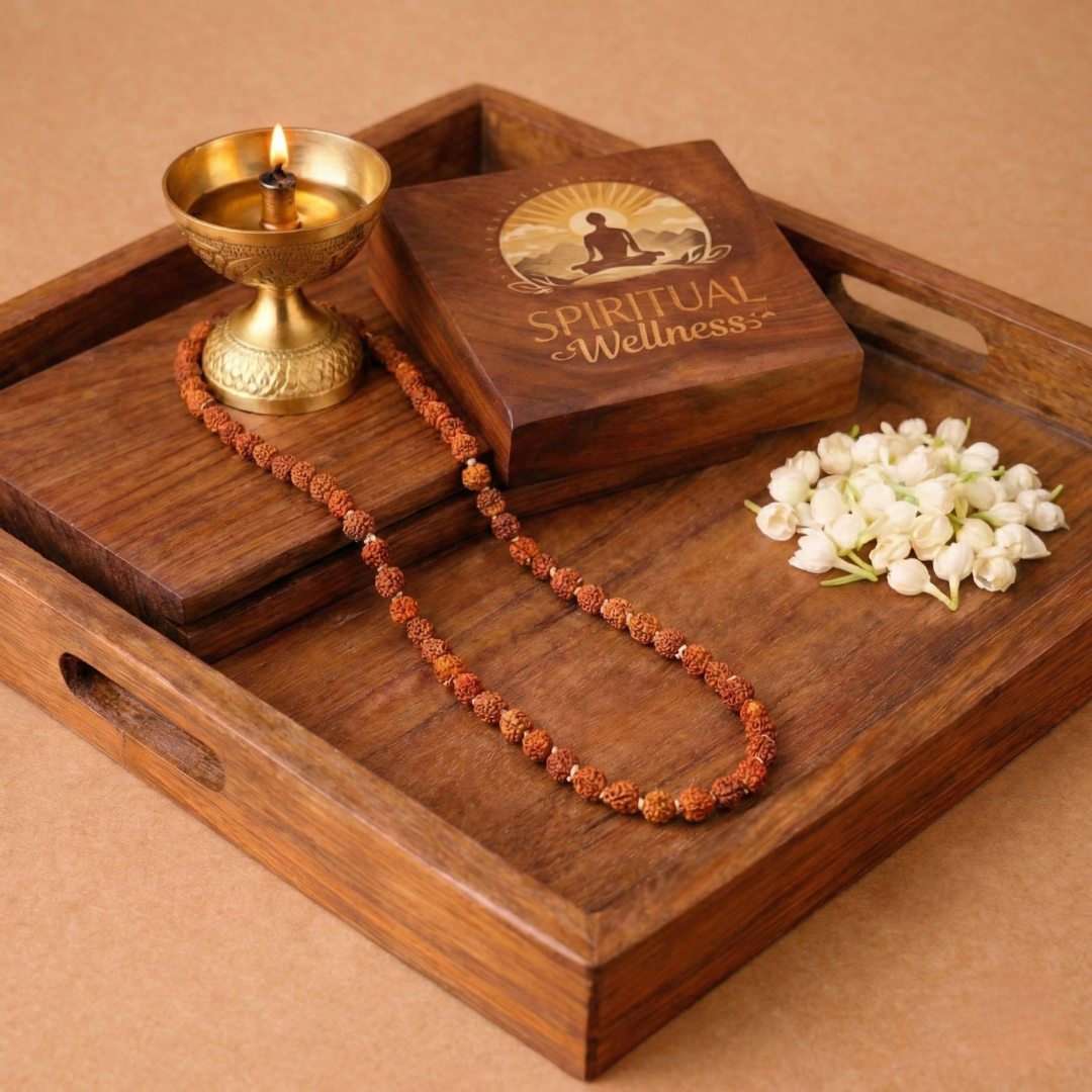 5 Mukhi Rudraksha Mala with Silver Cap – Lab Certified